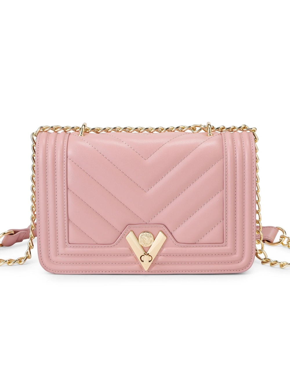 Valentino Orlandi Pink Quilted Crossbody Bag with Gold Hardware. NWOT